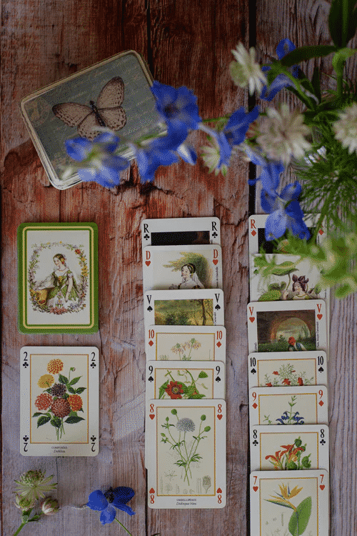 Cards with flower decals. 